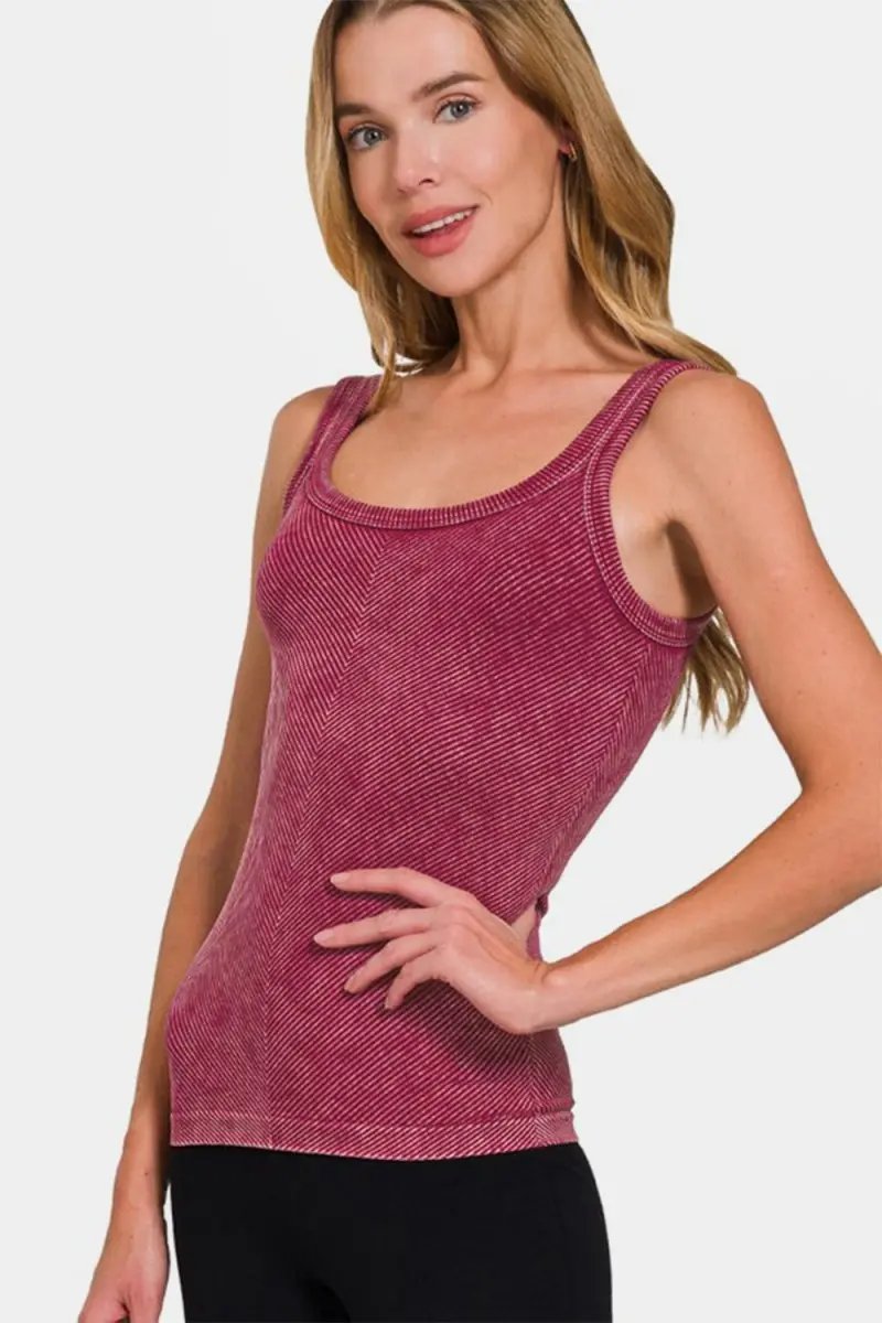 Zenana Ribbed Scoop Neck Tank for Stylish Layering - Love Salve